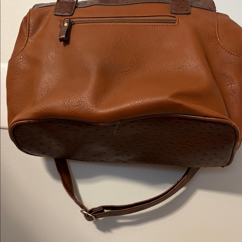 VTG Bueno Two-Tone Brown Leather Tote Bag - Picture 7 of 7